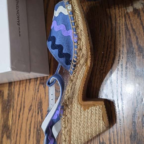 Ramon Tenza Blue and Purple Espadrilles with Wedge Heel Sz 7 - Picture 7 of 9